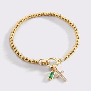 Birthstone Cross - EMERALD 18K Gold
